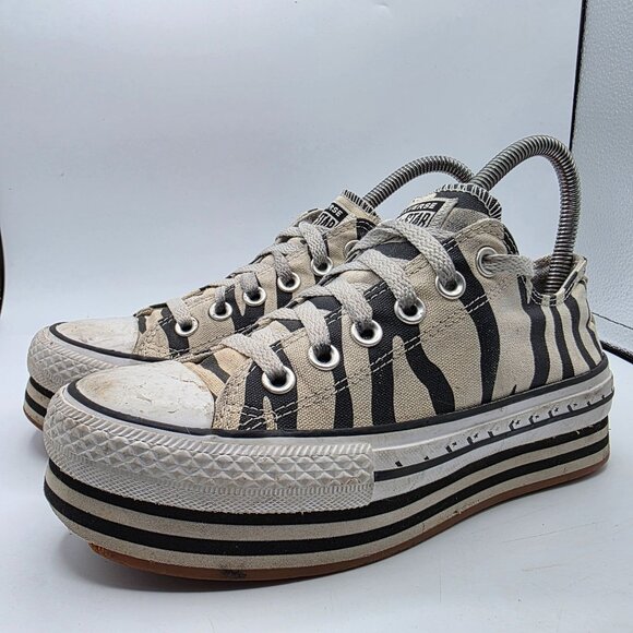 Converse Chuck Taylor All Star Platform Low Womens Size 6.5 Sunblocked Zebra - Picture 4 of 13